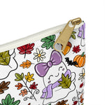Charming Fall Accessory Pouch, Cute Ghost and Pumpkin Design, Halloween Treat Bag, Autumn Makeup Organizer, Perfect Gift for Fall Festivals
